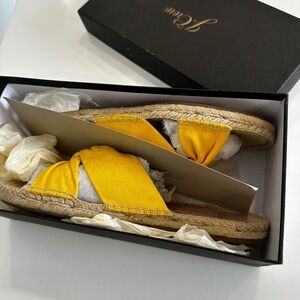 J. Crew Canvas Twisted Knot Espadrille Slides – Golden Sun